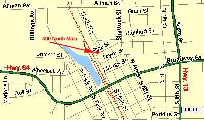 Map to Frances L. Simek Memorial Library