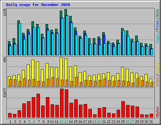 Daily usage for December 2020