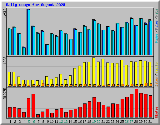 Daily usage for August 2023