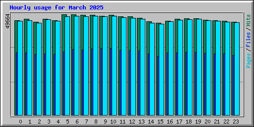 Hourly usage for March 2025